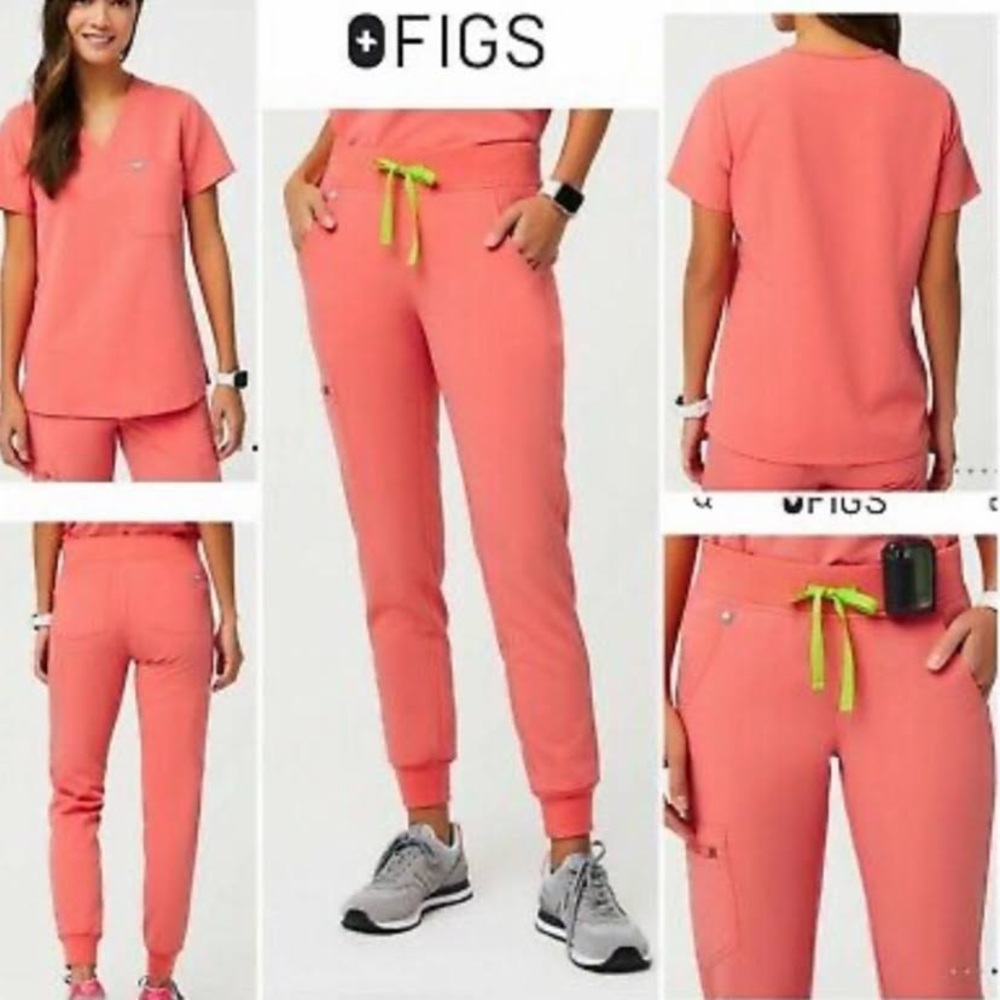 Figs Zamora Jogger Scrub Pants. Size Small. Hot Coral